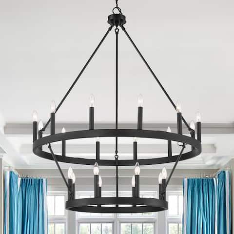 Acroma 20 Light 40 Inch Modern Farmhouse Wagon Wheel Chandelier-UL