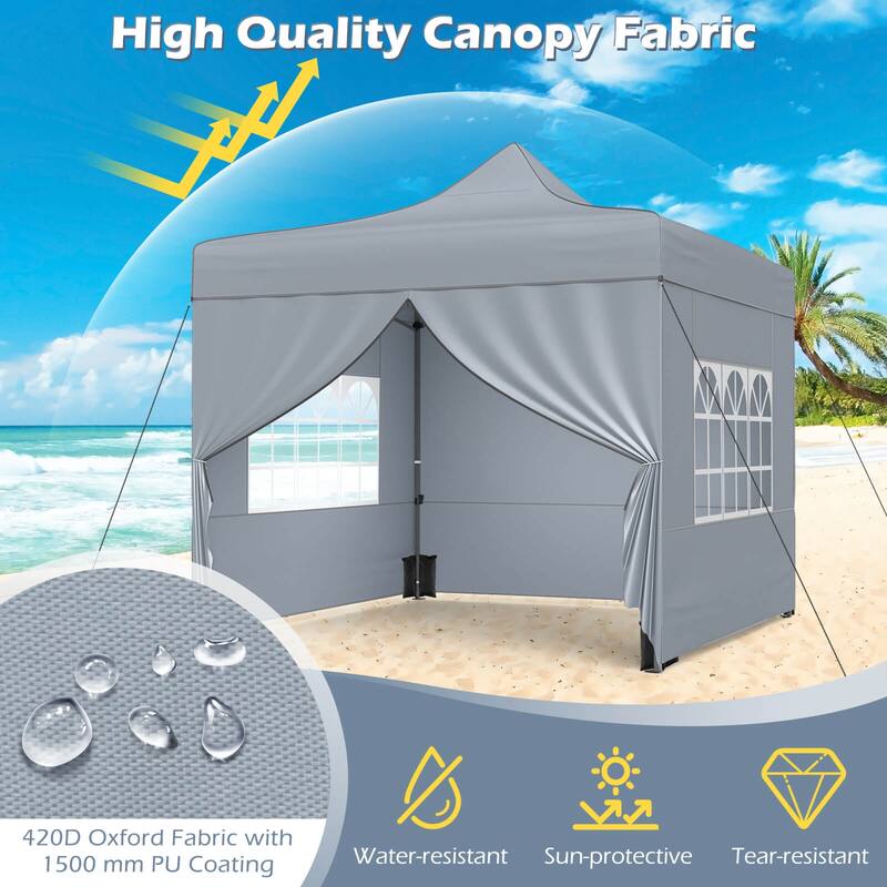 Costway 10 x 10 FT Pop up Canopy Tent with 4 Removable Sidewalls,
