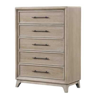 Furniture of America Lioraen Modern Oak Solid Wood 5-Drawer Storage Chest