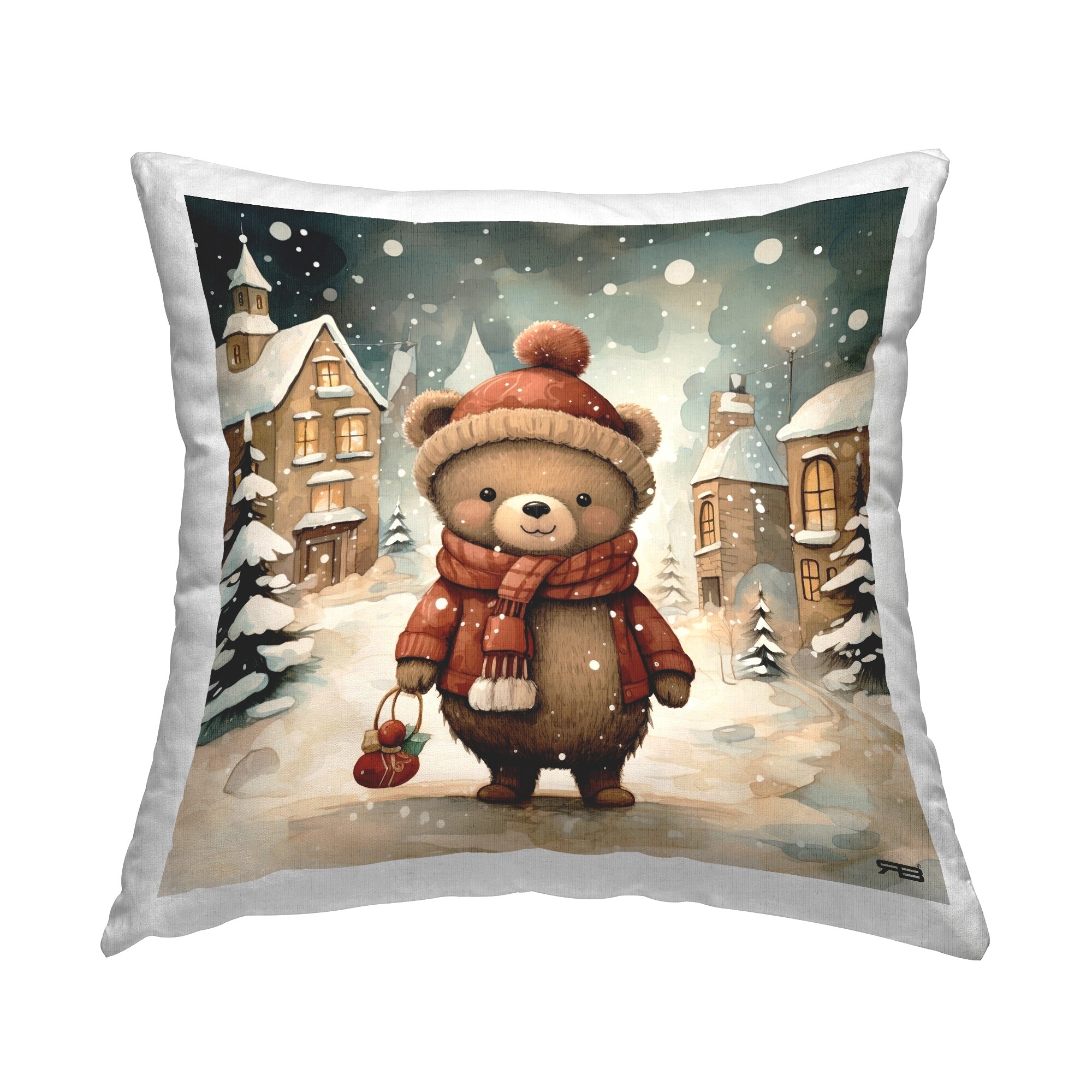 Stupell Bear in Snowy Village Design by RB