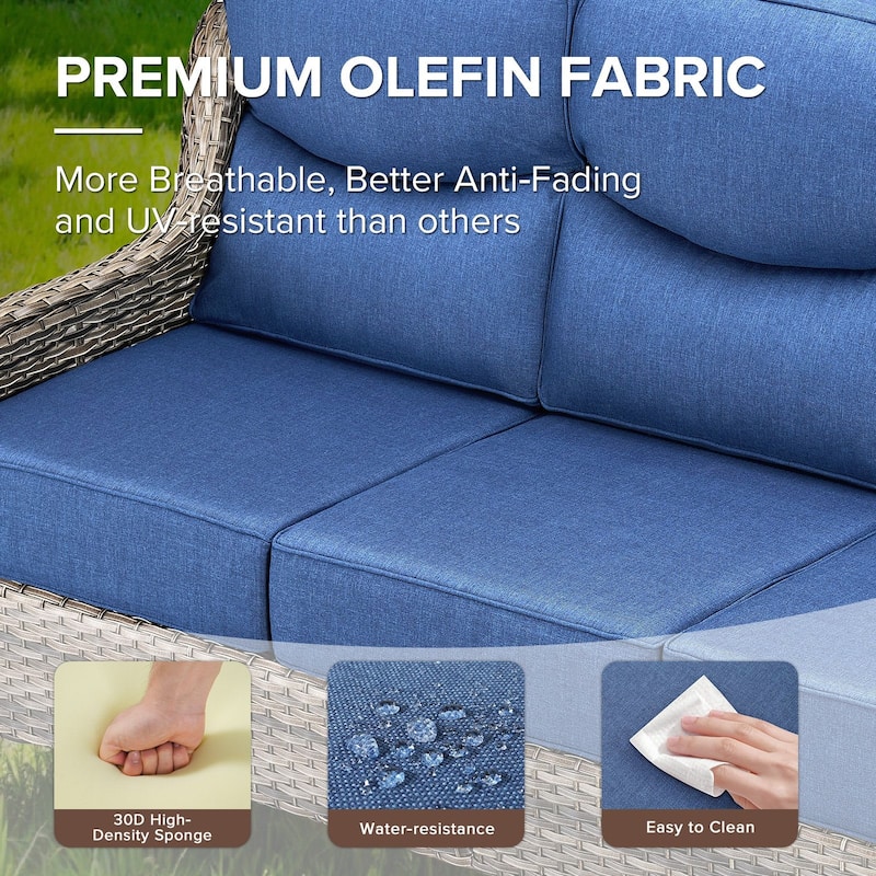 Gymojoy 72'' 3-Seat Outdoor Durable Sofa with 6-Inch Ultra-Plush Cushions & Water-Resistant Olefin Fabric