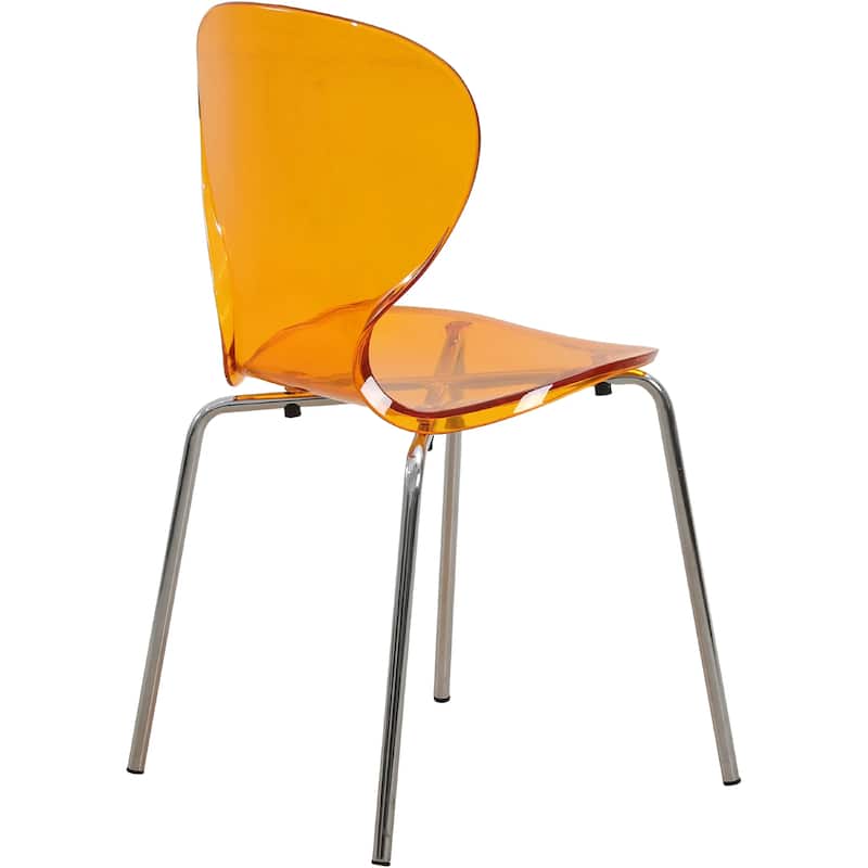 Oyster Modern Ergonomic Transparent Stackable Dining Side Chair with X Shaped Frame Rounded Seat Edge for Indoor Outdoor Use