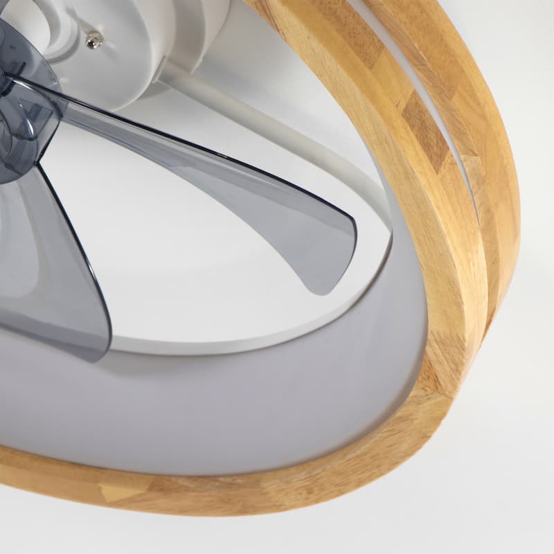 19.7" Farmhouse Flush Mount Ceiling Fan with LED Light and Remote Control, Wooden Finish for Bedroom/Living Room - 5