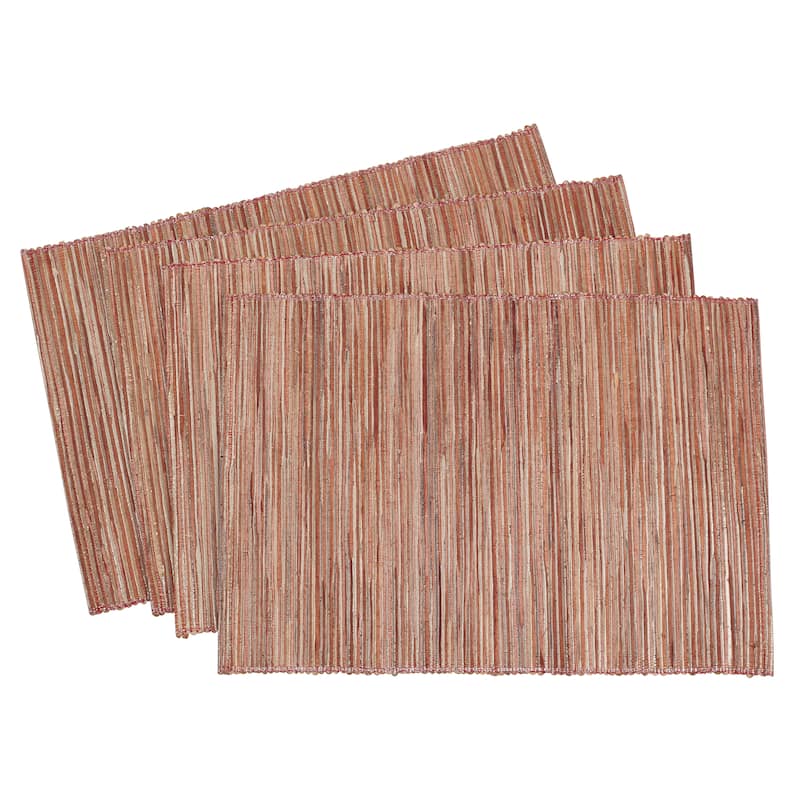 Nubby Placemats With Shimmering Woven Design (Set of 4) - Rust - Set of 4
