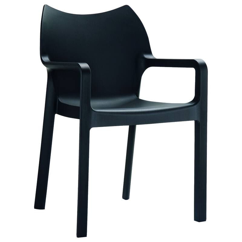 33" Black Outdoor Patio Solid Dining Arm Chair