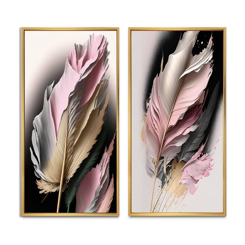 Designart "Pink And Beige Hyperrealistic Roses" Rose Framed Wall Art Set Of 2 - Pink Gallery Wall Set For Home Decor