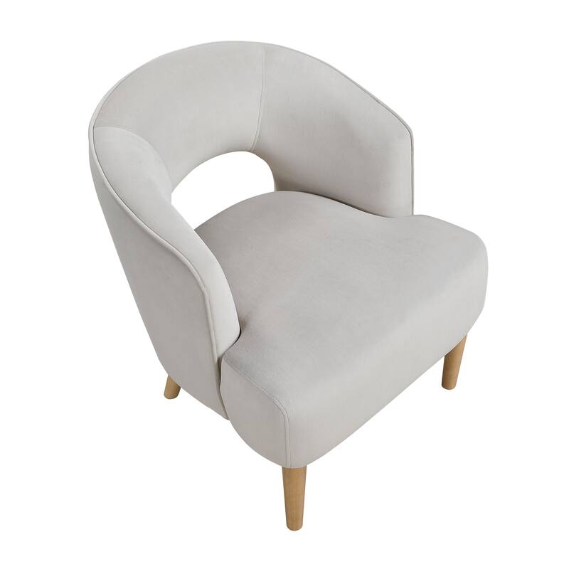 Elise 26" Velvet Accent Chair - Light Walnut Finish Solid Wood Legs