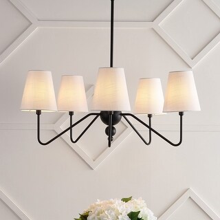 Signe 32" 5-Light Classic Minimalist Iron Inverted Gourd LED Chandelier, Black by JONATHAN Y