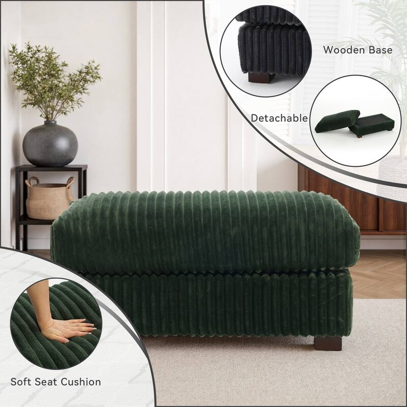 40"W Cotton Flannel Modular Sectional Ottoman
