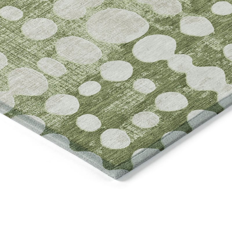 Machine Washable Indoor/ Outdoor Chantille Abstract Dots Rug