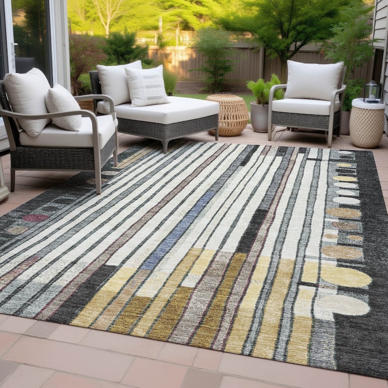 Machine Washable Indoor/Outdoor Casual Contemporary Chantille Rug