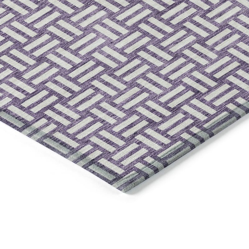 Machine Washable Indoor/ Outdoor Chantille Contempory Crosshatch Rug