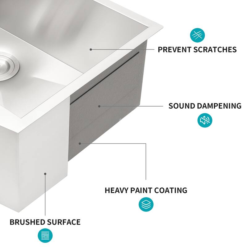 33 Inch Farmhouse 16 gauge Single Bowl Stainless Steel Kitchen Sink in Brushed Nickel - 33'' x 20'' x 9''