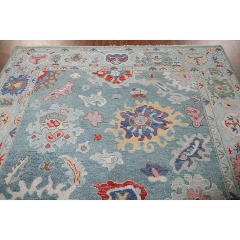 Oushak Style Area Rug Handmade Transitional Wool Carpet - 7'10"x 9'9"