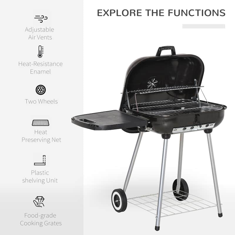 Outsunny Steel Portable Outdoor Charcoal Barbecue Grill