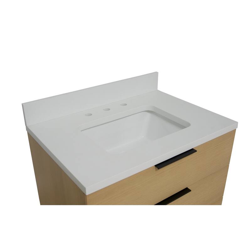 KitchenBathCollection Oslo 30" Floating Wall-Mounted Bathroom Vanity with Matte White Top
