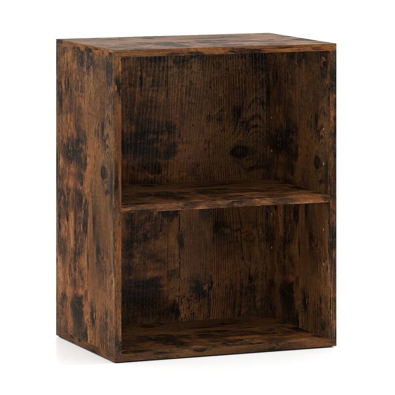 Gymax 2-Cube Bookcase w/ 5-Position Adjustable Shelf Anti-Toppling