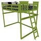preview thumbnail 17 of 15, Pine Full Mission Loft Bed with End Ladder Lime Green