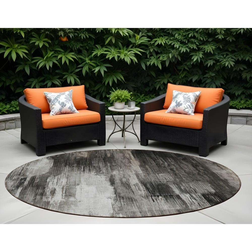 Hara Artistic Abstract Weather Resistant Blended Style Outdoor Rug