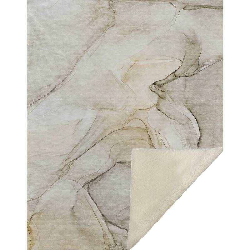 Premium Machine Washable Abstract Contemporary Sherpa Throw Blanket