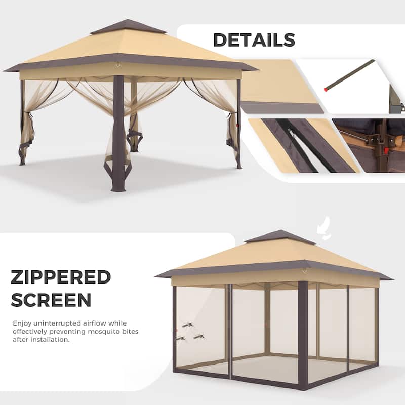 Ainfox 11x11ft Gazebo Outdoor Pop up Canopy with Mosquito Net and Carry Bag