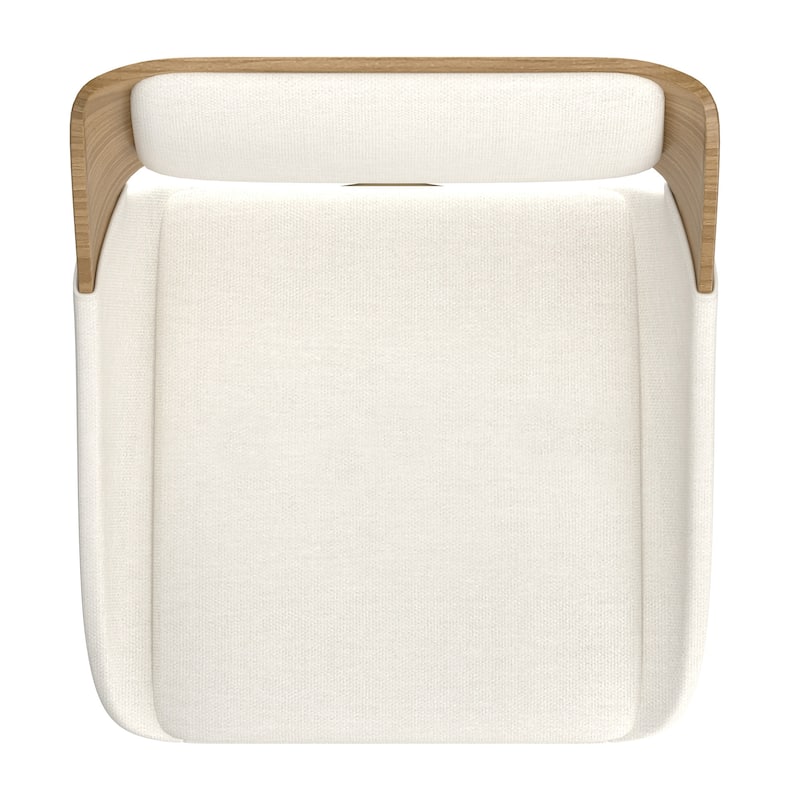 Mid-Century Modern Fabric and Wood 26" Counter Stool with Swivel - Beige and Natural - N/A
