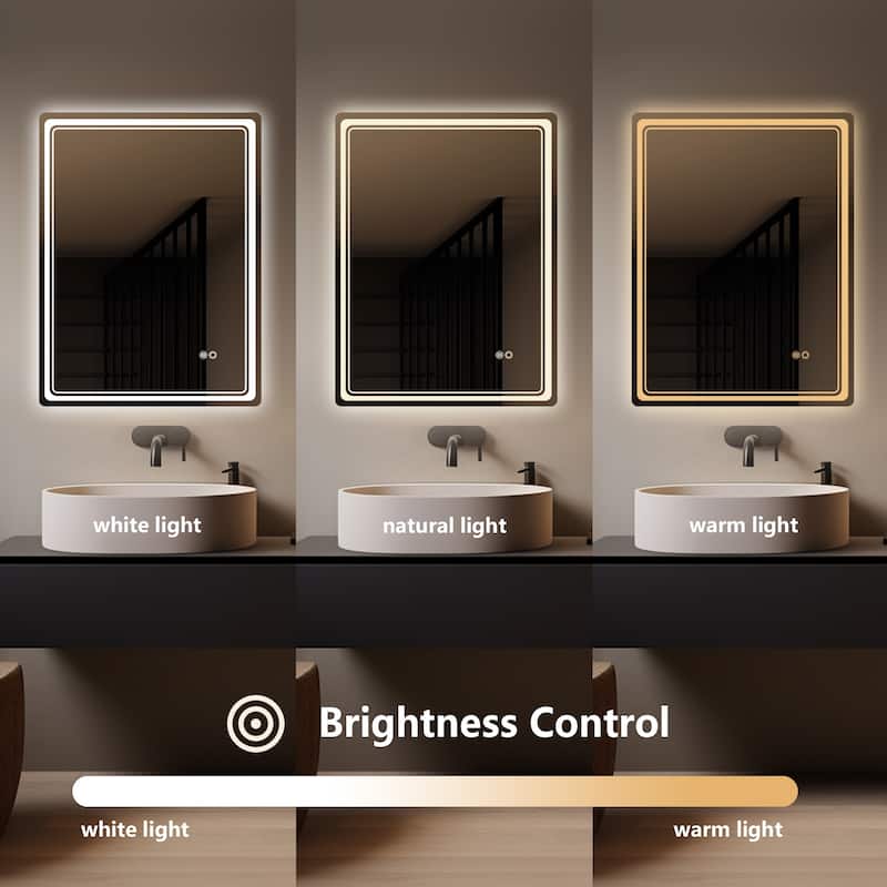 Wallbeyond 3-Tone Modern Style Frameless Rectangular LED Wall Mirror