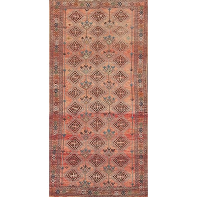 Geometric Lori Persian Vintage Area Rug Hand-Knotted Wool Carpet - 4'11" x 9'5"