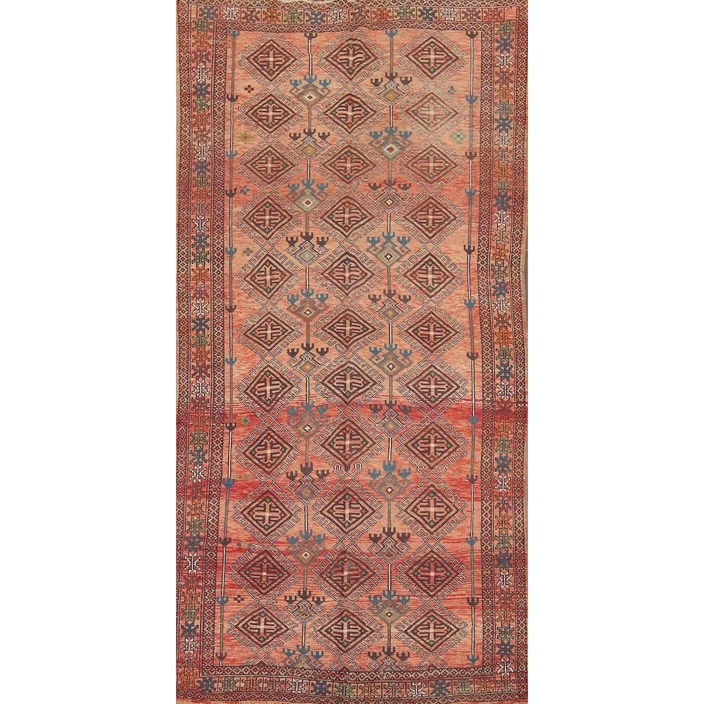 Geometric Lori Persian Vintage Area Rug Hand-Knotted Wool Carpet - 4'11" x 9'5"