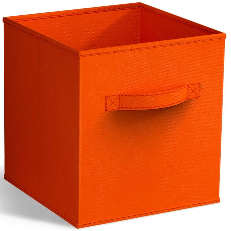 Sorbus 11" Foldable Storage Cube Basket Lightweight Organization Solutions - Single Pack - 11" x 10.5 x 10.5 - Orange