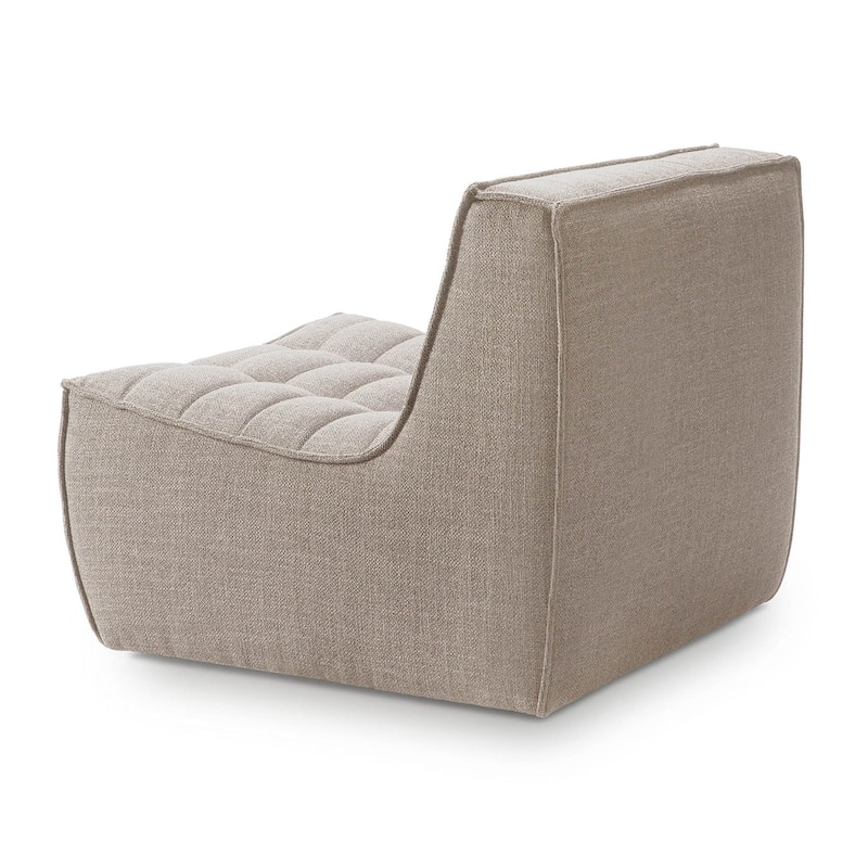 Dark Beige Fabric Italian Modern Minimalist Armless Couch One Seater Sofa