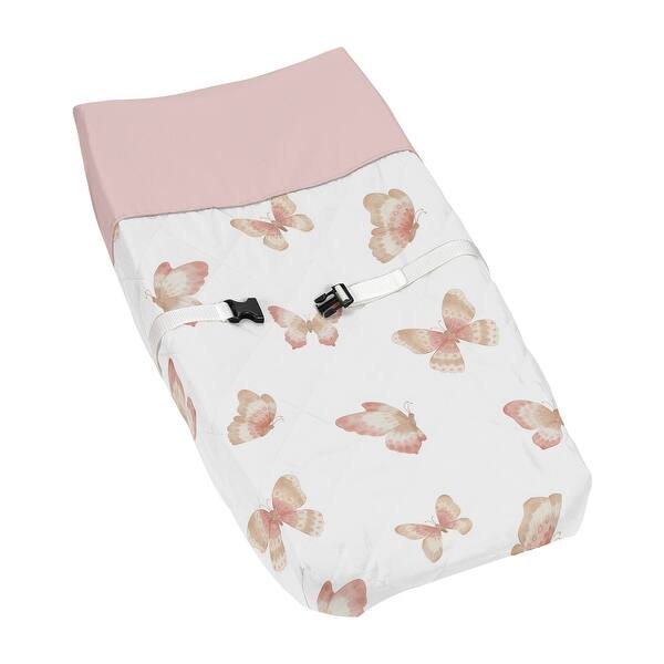 slide 2 of 6, Sweet Jojo Designs Pink Taupe Boho Butterfly Girl Changing Pad Cover Ivory Tan Bohemian Shabby Chic Watercolor Dusty Rose Mauve
