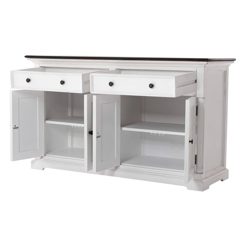 Modern Farm Brown and White Two Door Buffet Server - 57.09"W x 19.69"D x 33.46"H