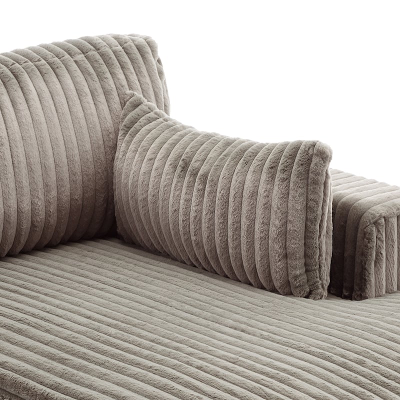 42" W Plush Corduroy Upholstered Chaise Lounge Sleeper for Living