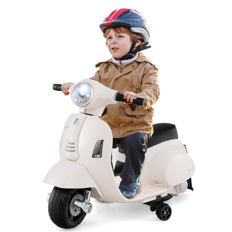 Gymax Kids Ride on Motorcycle w/ Training Wheels Headlight Horn 6V - See Details - White