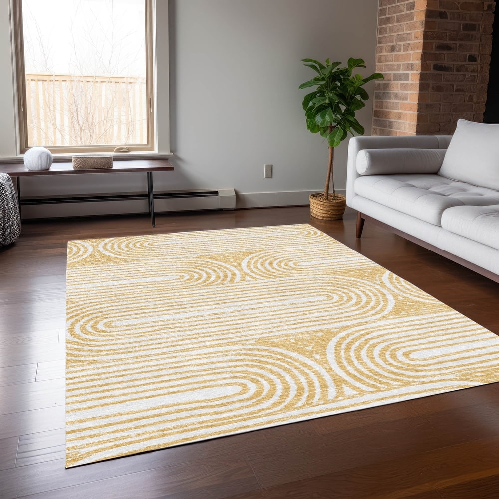 Machine Washable Indoor/ Outdoor Modern Vibes Chantille Rug