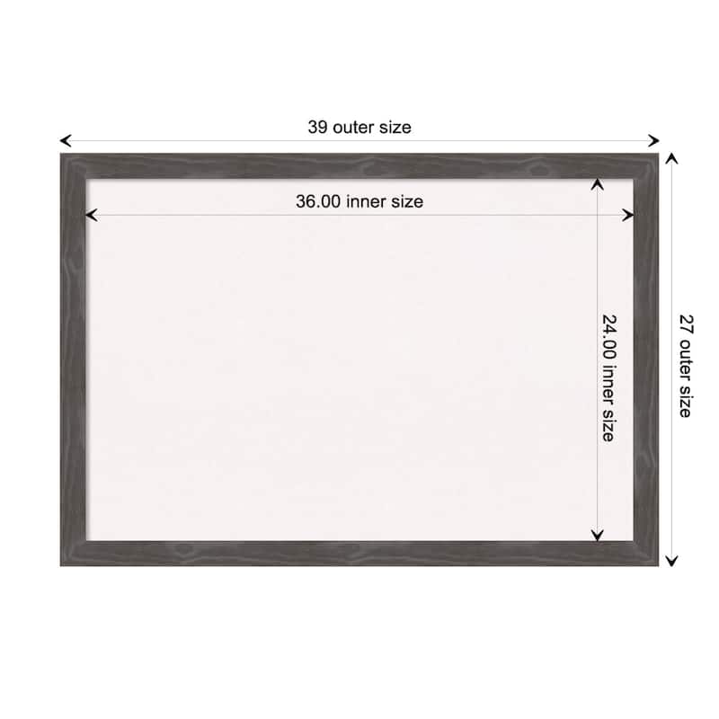 Woodridge Rustic Grey Wood Framed White Corkboard Bulletin Board - Board Size 36x24