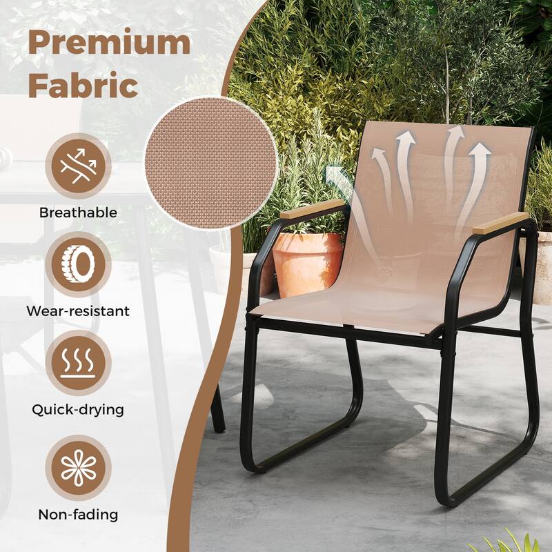 5 Piece Outdoor Bistro Dining Set with Rectangular Table and Upholstered Chairs for Backyard Meals - 55" x 25.5" x 28.5"