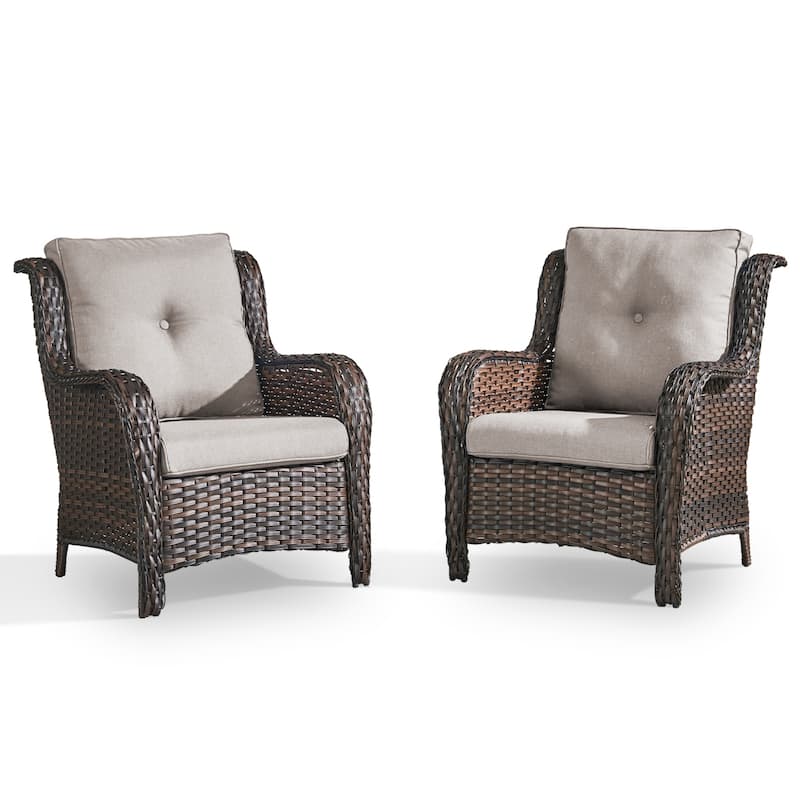Gymojoy Outdoor Wicker Club Chairs Patio Seating with Olefin Weather-Resistant Cushions