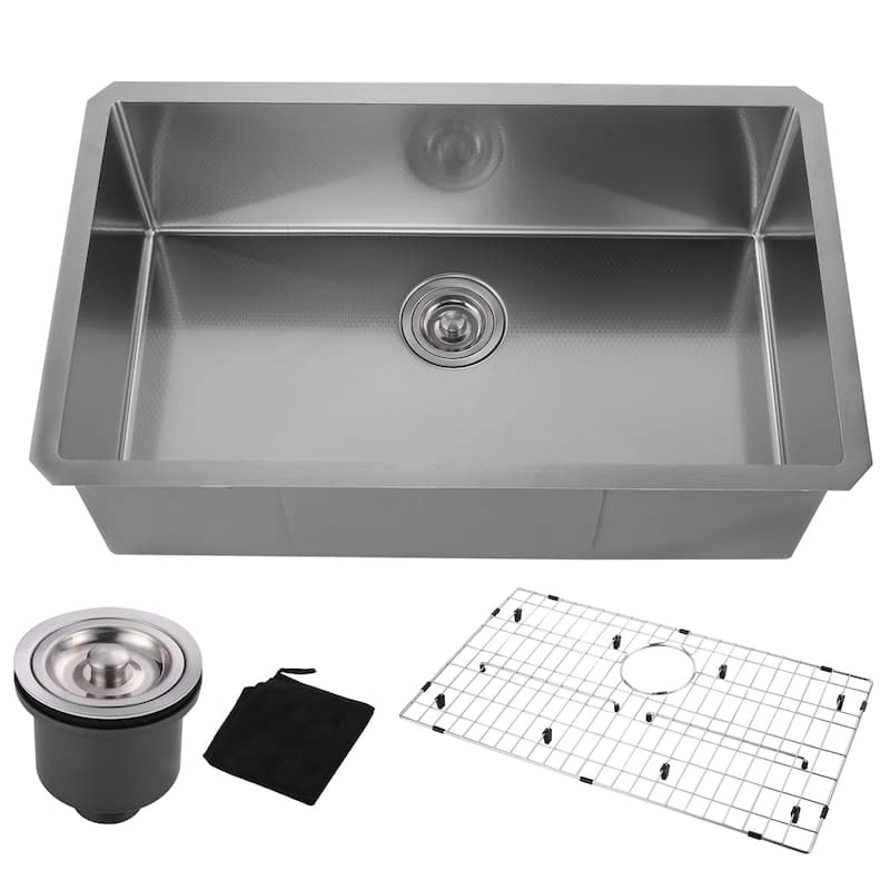 WOWOW Drop-In/Undermount Single Bowl 18-Gauge Kitchen Sink - 32 X 19 inch