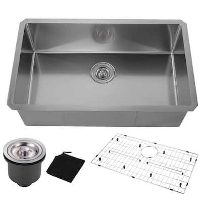 WOWOW Drop-In/Undermount Single Bowl 18-Gauge Kitchen Sink