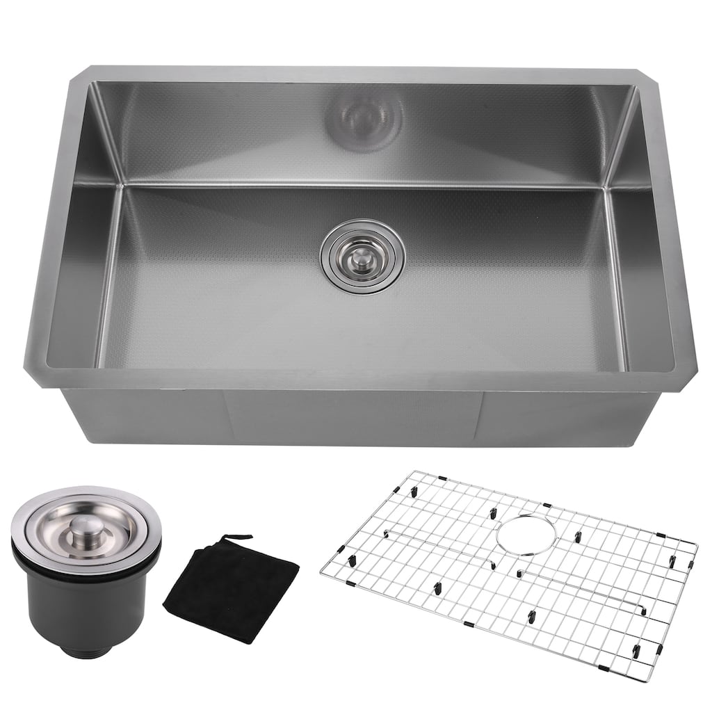 WOWOW Drop-In/Undermount Single Bowl 18-Gauge Kitchen Sink