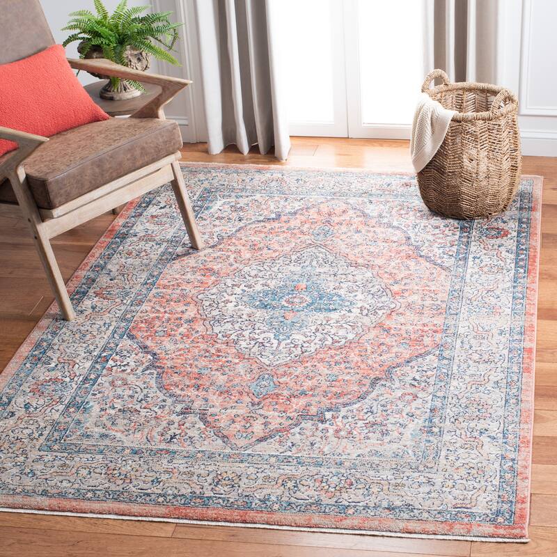 SAFAVIEH Madison Rajka Shabby Chic Distressed Rug - 5'3" x 7'6" - Beige/Orange