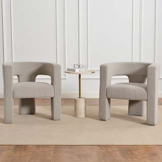 KINWELL 28" Wide Boucle Upholstered Square Armchair (Set of 2)