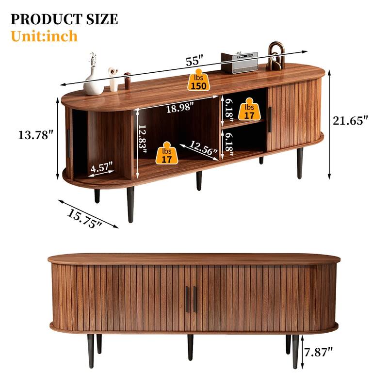Modern TV Stand with Sliding Door & Storage - Entertainment Center for Living Room or Bedroom