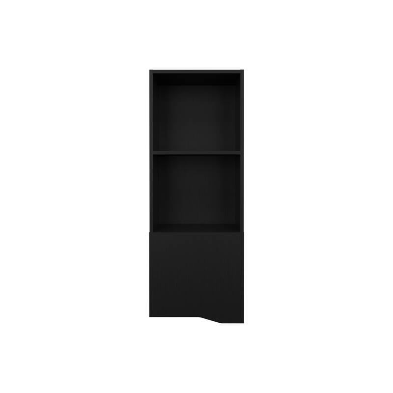 Wall Cabinet with 1 Door and 2 Open Shelves, White Medicine Storage Cabinet for Bathroom, Kitchen, or Garage