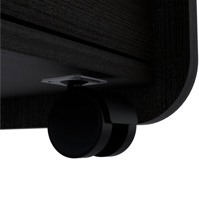 HomeRoots 22" Black Two Drawer Faux Wood Nightstand