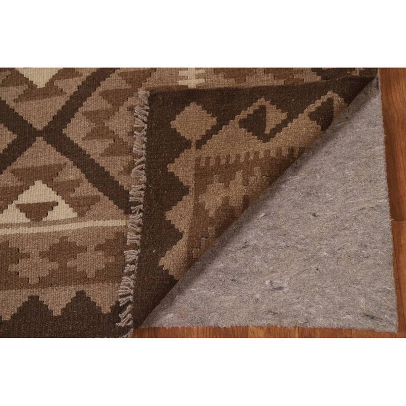 Reversible Geometric Kilim Area Rug Flat-weave Wool Carpet - 5'3" x 8'1"