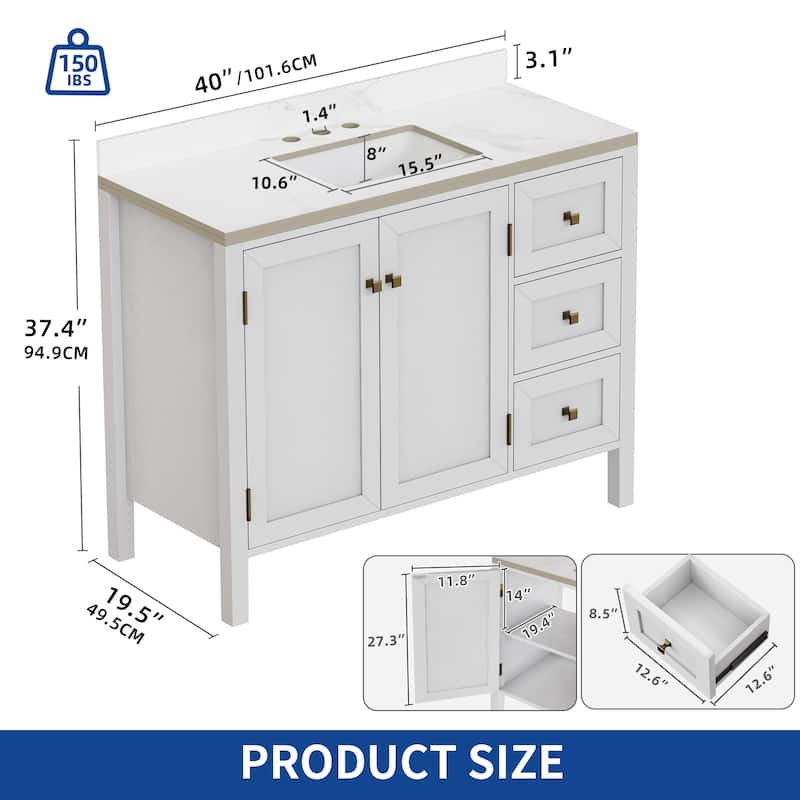 Moasis 36"/40"/ 47" Bathroom Vanity Cabinet with Sink