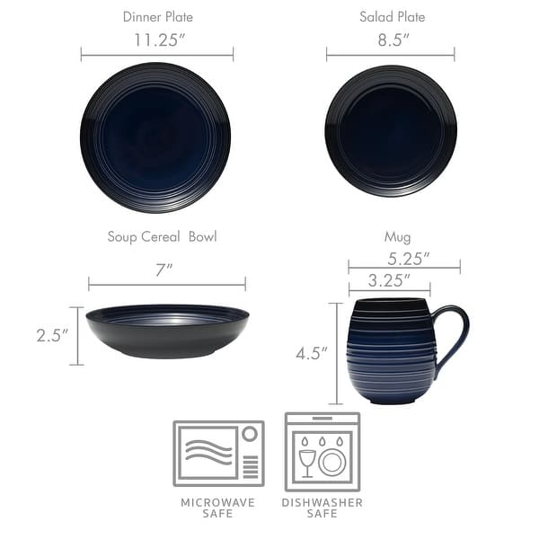 Mikasa Swirl Coupe Cobalt 16-Piece Dinnerware Set, Service for - Main Image